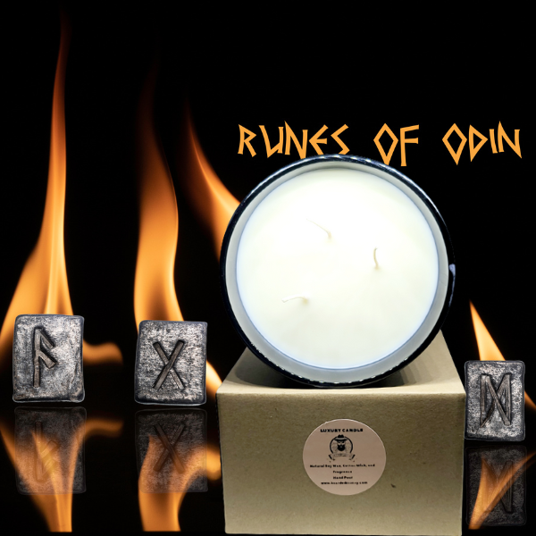 Odin (northenwood) 3 wicks soy candle in luxury black metallic tumbler. Experience the essence of nature with scents of crossing streams and dense forests, evoking the feeling of the tall giants that block out the sun.